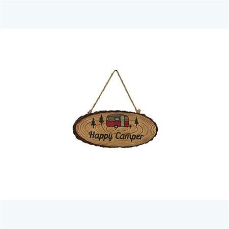 YOUNGS Resin Faux Wood Happy Camper Wall Sign 20733